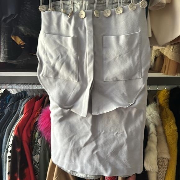 Sally La Pointe- Grey Shortsleeve Cutout Button Midi Dress - Picture 4 of 6